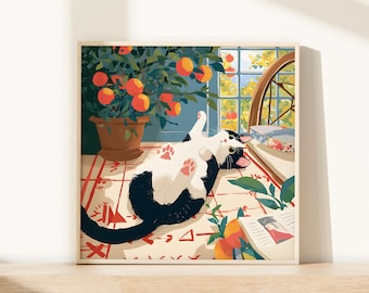 Tuxedo Cat Kunstdruck: Schwarzweiße Katze als Wanddeko