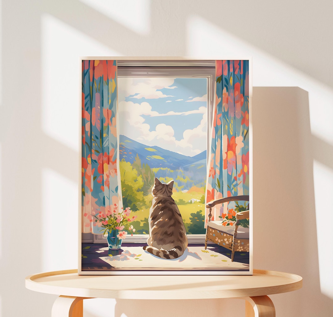 Tabby Cat Art Print: Blue Ridge Mountain View, North Carolina Decor - Etsy