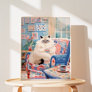 Sassy Cat Print | Ragdoll Birman Cat Kitten Wall Art | Modern ...