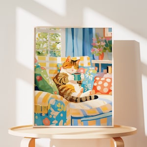 Lovely Tabby Cat Poster of Brown Tabby Cat Wall Art of Cat Gifts for Cat Lovers Birthday Gifts of Cat Wall Art of Cat Gifts