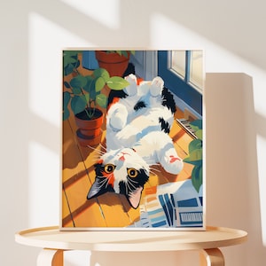Lovely Cat Art Print of Calico Cat Poster of Cat Home Décor of Cute Kittens Birthday Gifts for Cat Wall Art of Cats Paintings of Animal