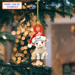 Benutzerdefinierte Name niedlichen Schaf Weihnachten personalisierte Ornament, Weihnachtsbaum hängen Dekor, Weihnachtsverzierung, flache 2D Ornament, Schaf Liebhaber Geschenk