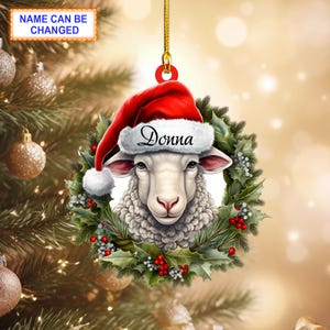 Benutzerdefinierte Name Ziege Weihnachten personalisierte Verzierung, Weihnachtsbaum hängen Dekor, Weihnachtsverzierung, flache 2D Verzierung, Bauernhof Tier Geschenk