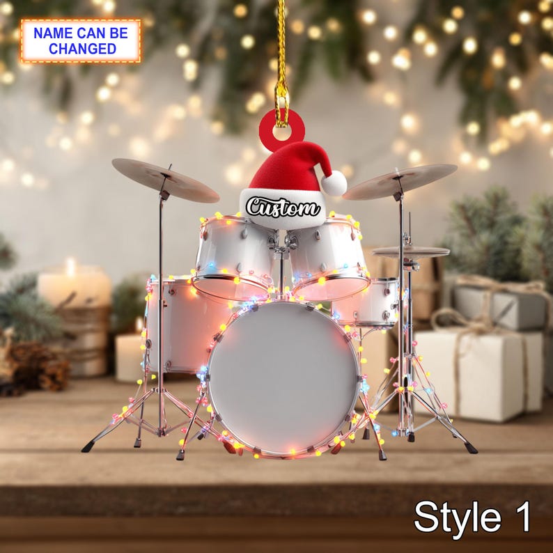 Musical Drum Set Acrylic 2D Flat Christmas Ornament, Festive Tree ...