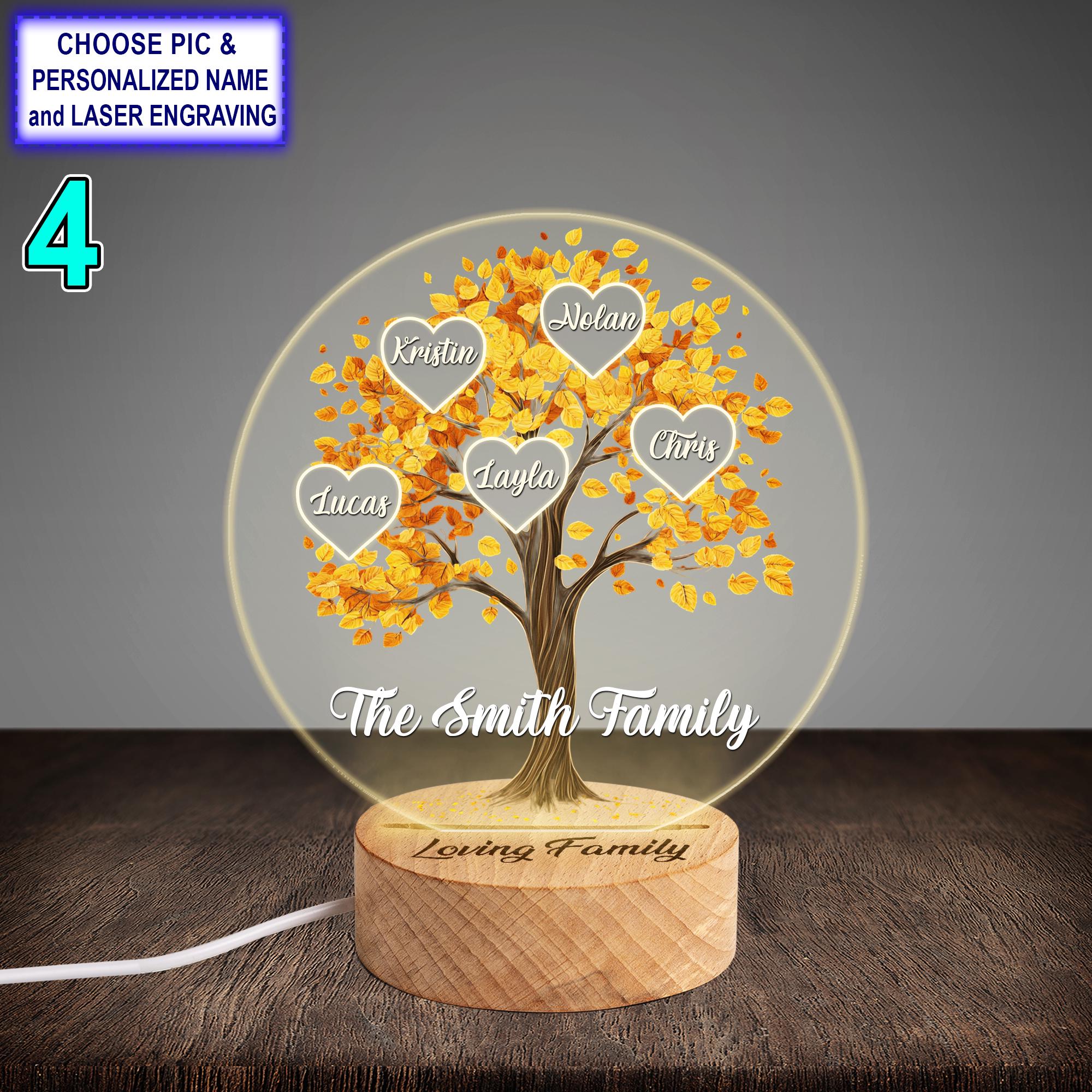 Personalized Tree of Life Family Tree Night Light With Name Engraving ...