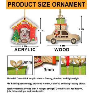 Aangepaste naam schattige kangoeroe glimlach gepersonaliseerd ornament, kerstboom hangend decor, kerstornament, plat 2D-ornament, kangoeroeornament afbeelding 3