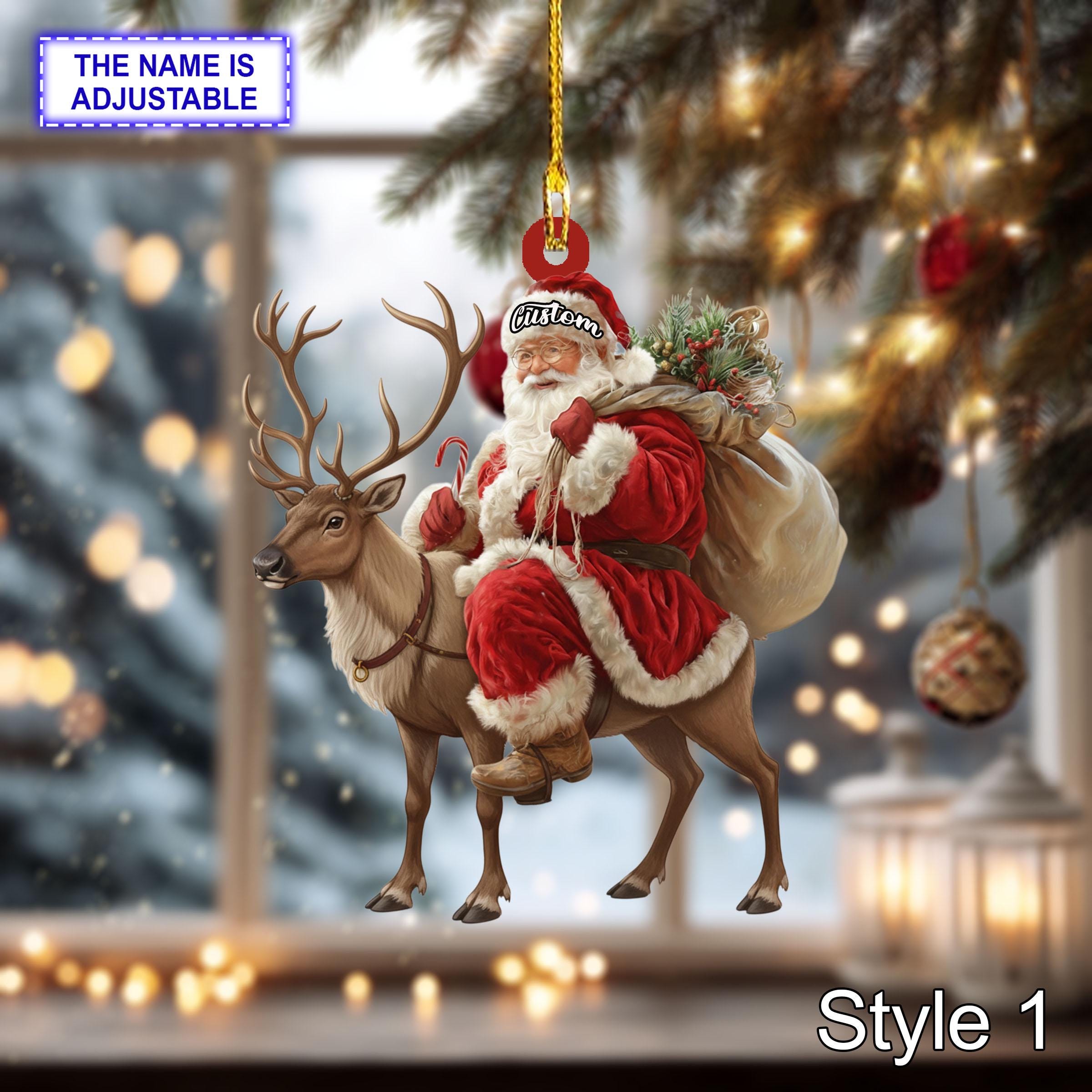 サンタがトナカイに乗っているアクリル2Dフラットクリスマス