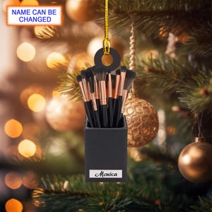 Benutzerdefinierte Name Make-up-Box Personalisierte Verzierung, Weihnachtsbaum-hängendes Dekor, Weihnachtsverzierung, flache 2D Verzierung, Geschenk für Make-up Artist