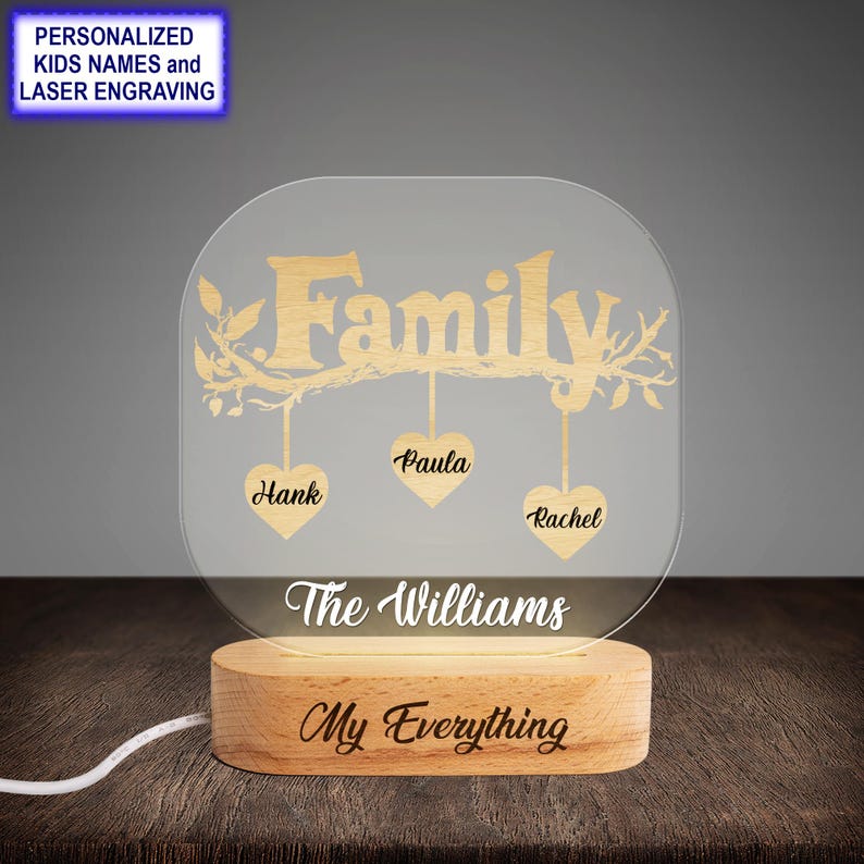 Personalized Family Tree of Life Acrylic Night Light With Name ...