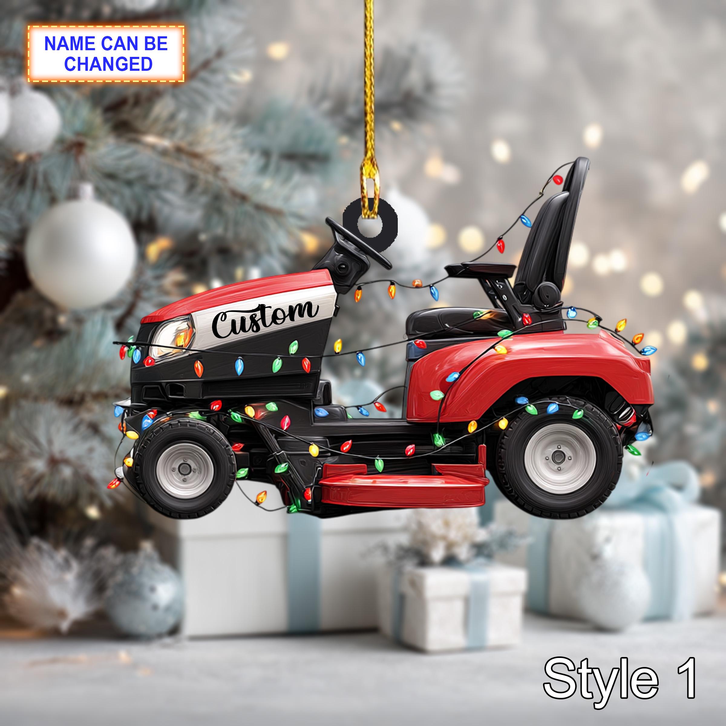 パーソナライズされた芝刈り機のクリスマスオーナメント2025、乗用芝