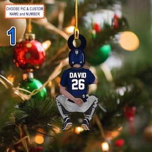 Custom Name And Number Softball Christmas Ornament, Christmas Tree Hanging Decor, Flat 2D Ornament Acrylic/ Wooden, Gift For Softball Lover