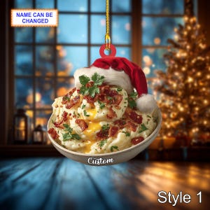 Custom Mashed Potatoes Christmas Ornament, Personalized Holiday Ornament, 2D Flat Acrylic Festive Decoration, Tree Hanging Custom Xmas Gift