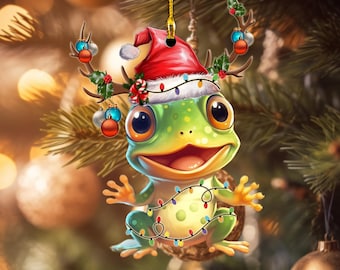 Frog With Christmas Hat Cute Frog With Santa Hat Funny Frogs Lover