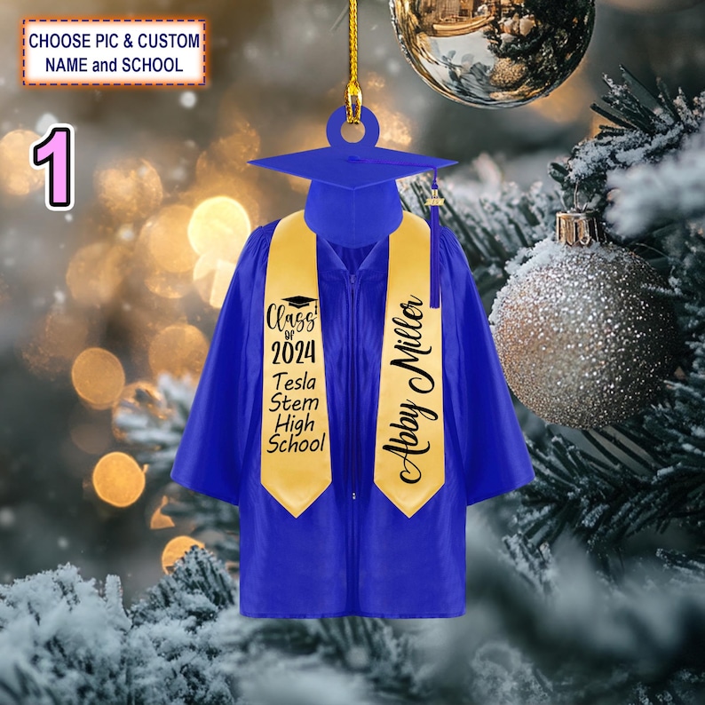 Custom Name Preschool Kindergarten Graduation Gown Cap Set Christmas