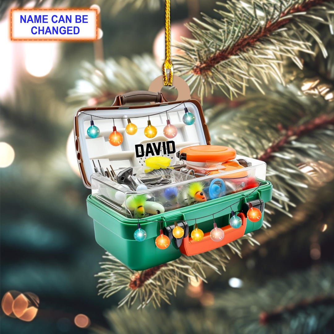 Custom Name Fishing Tackle Box Personalized Christmas Ornament ...