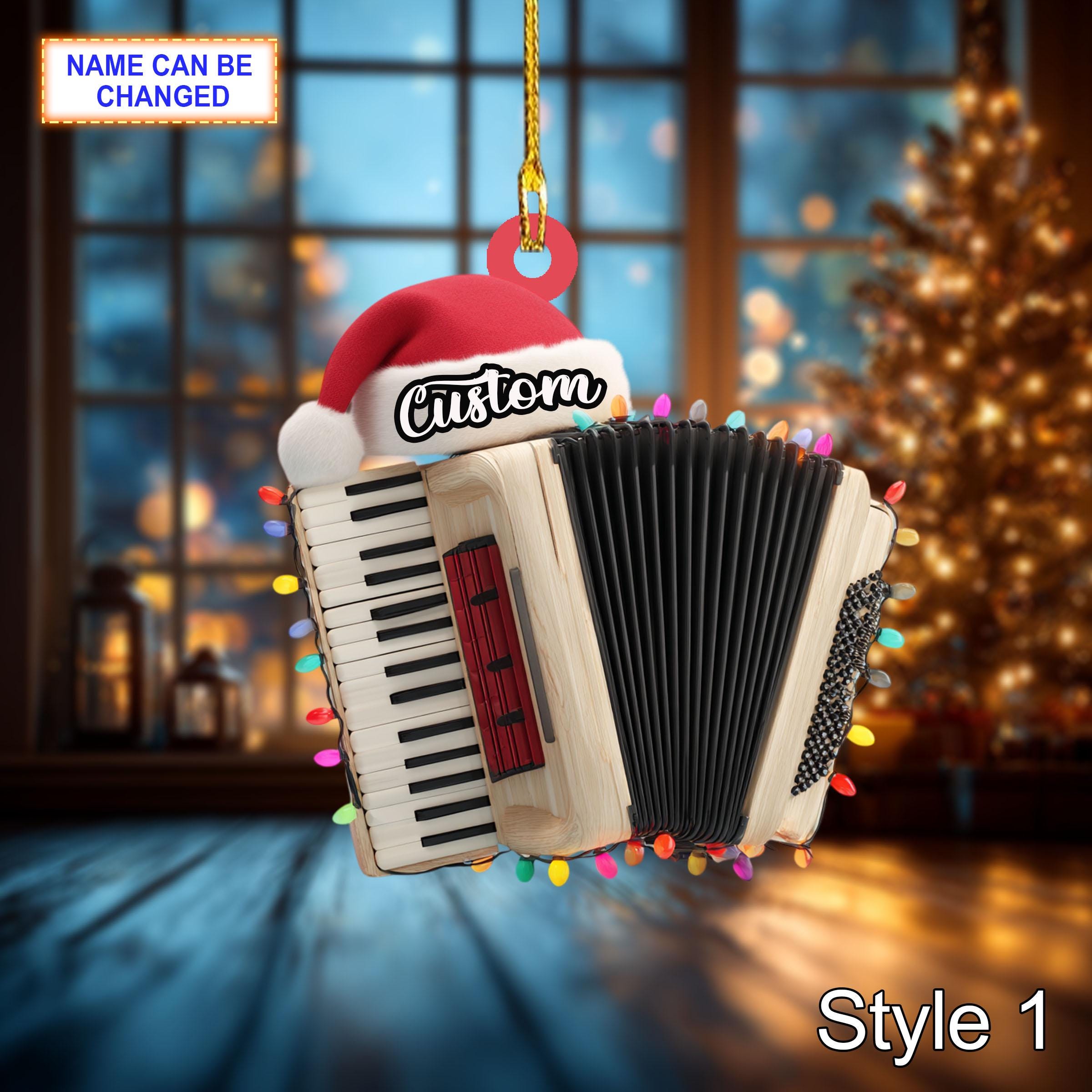 Singt Weihnachtslieder Au(中古品) Musical Accordion Acrylic 2D Flat Christmas Ornament, Festive Tree