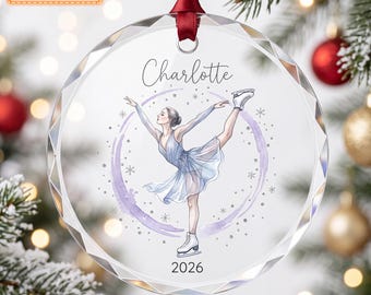 Personalized Ballet Dancer Glass Ornament, Custom Ballerina Keepsake, Dance Christmas Gift with Dancer Name and Performance Year