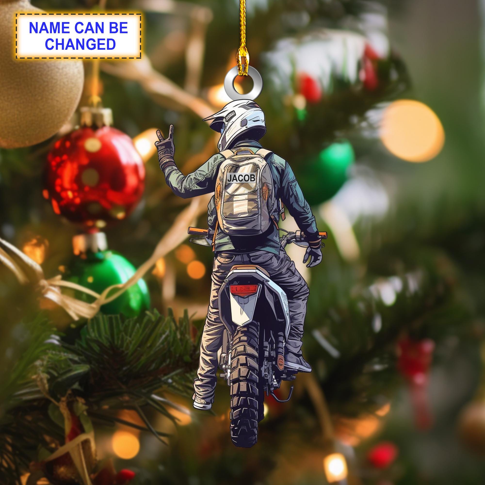 Custom Name Motorcycle V1 Christmas Ornament, Christmas Tree