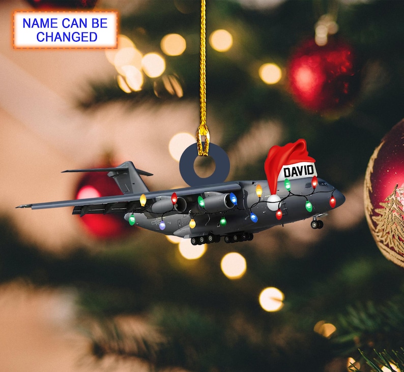 Custom Name Transport Aircraft Personalized Ornament, Christmas Tree
