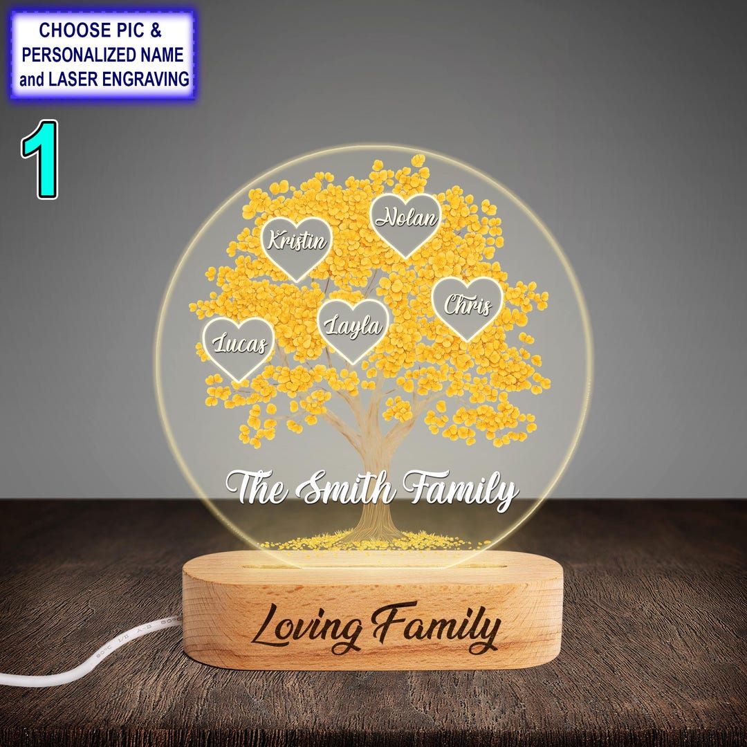 Personalized Tree of Life Family Tree Night Light With Name Engraving ...