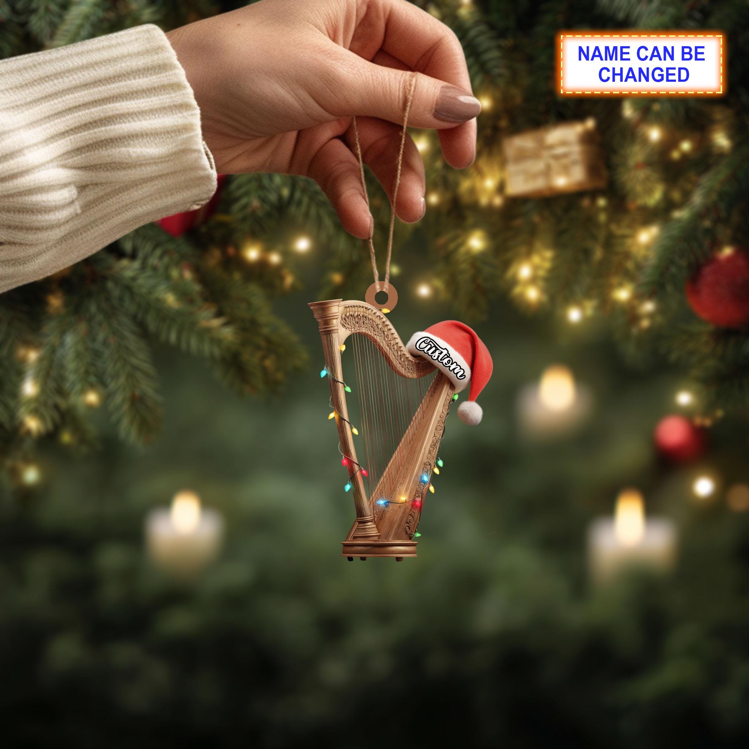 Gadpiparty Miniatur Harfe Weihnachtsbaum Dekoration – 7,2x5x1,6 Cm Musikinstrument Ornament Für Festliche Stimmung (Gold)