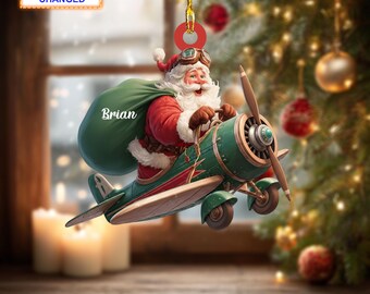 Christmas／ガラスオーナメント パイロットサンタ クリスマスガラス