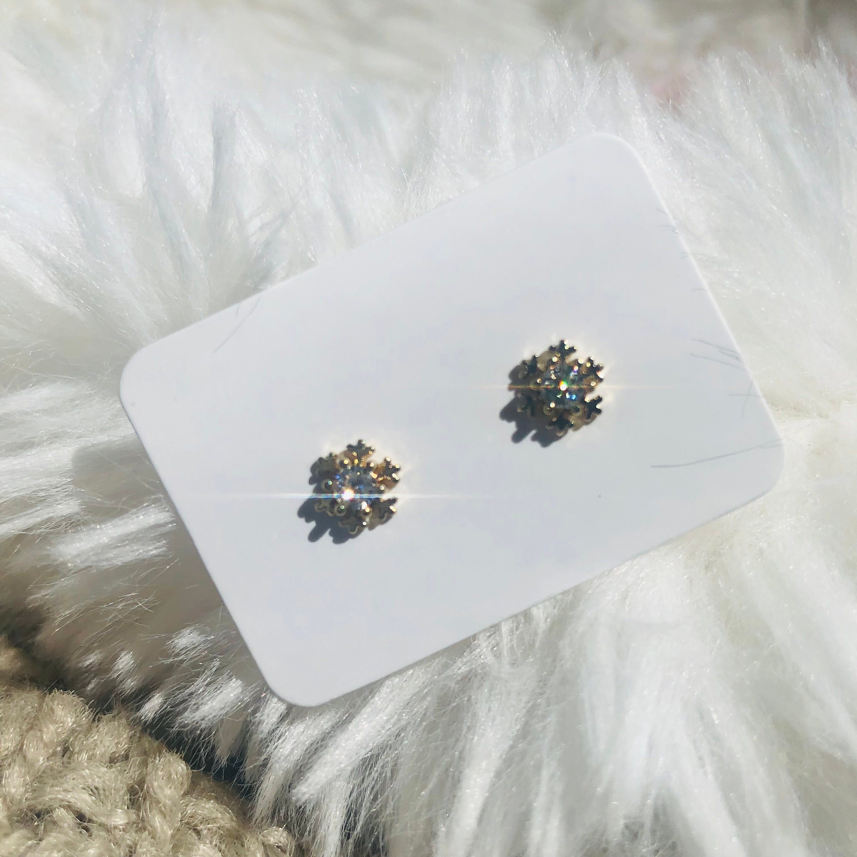 Delicate Snowflake Zirconia Stud Earrings, Winter Charm Daily Wear Accessory - QHcute