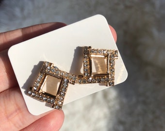 Glamorous Square Zirconia Stud Earrings – Lightweight & Elegant, Perfect for Any Occasion