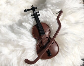 Asymmetrical Violin Dangle Earrings, Music Fashion Jewelry