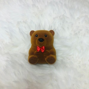 Adorable soporte para anillos de osito de peluche - Joyero de terciopelo portátil