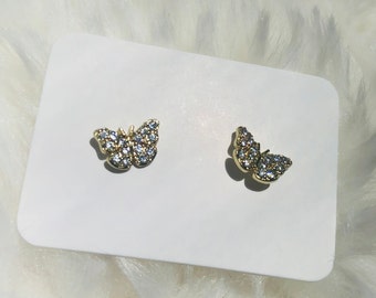Delicate Butterfly Stud Earrings, Sparkling Zirconia Petite Studs, Versatile & Elegant, Perfect for Gifts and Daily Wear - QHcute