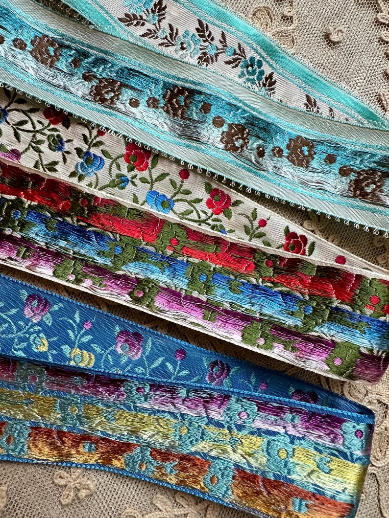 French Word Ribbon Vintage French Ribbons Four Different - Etsy