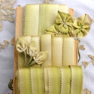 Antique Silk Picot Green Ombre Ribbon
