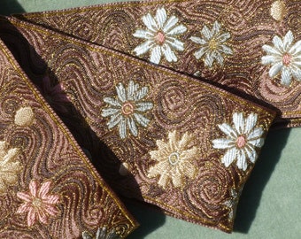 French Brocade Vintage Ribbon with Art Nouveau Designs