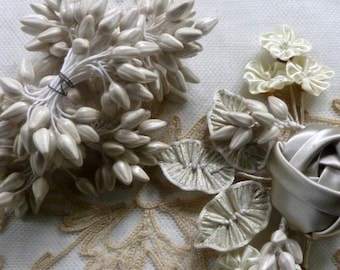 1930s Flower Corsage Spray | Fabric Petals | Vintage Millinery