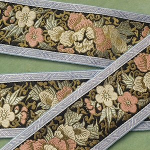 French Brocade Vintage Ribbon with Chinoiserie Design