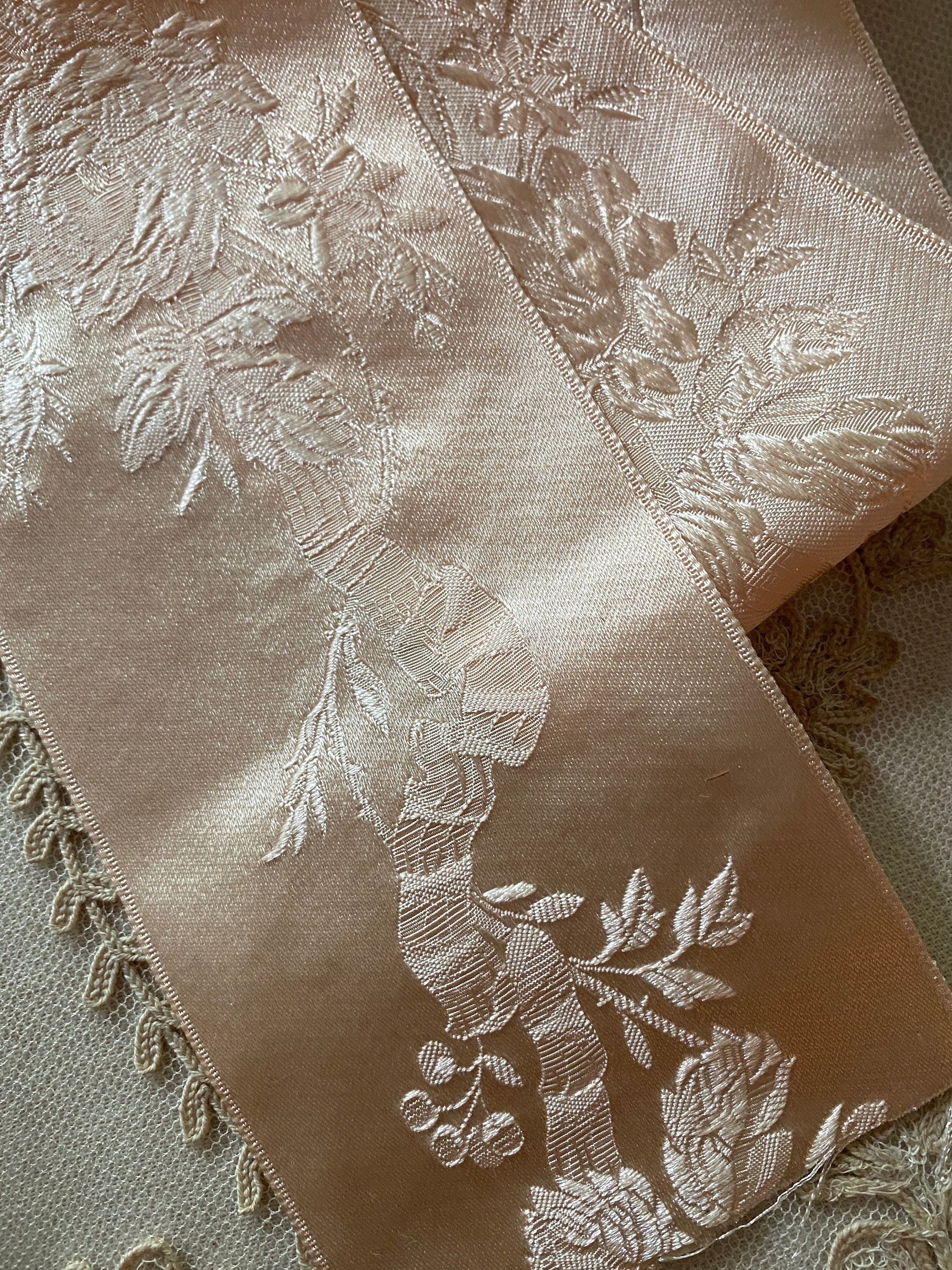 Satin Damask Woven Ribbons & Roses - Etsy