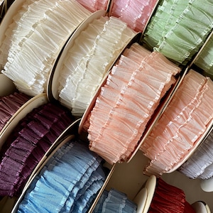 Mokuba Pleated Organdy Ribbon with Satin Edges