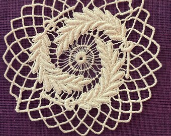 Antique Lace Medallions Feathers and Rings
