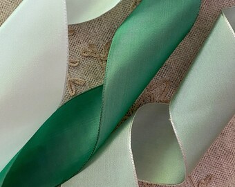 French Wired Ribbons in Three Greens