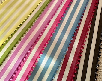 Vintage Swiss Quality Striped Picot Taffeta Ribbon