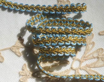 Passementerie en métal bleu et doré - Français