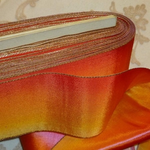 French Ombre Antique Ribbon with Gold Metal Edge