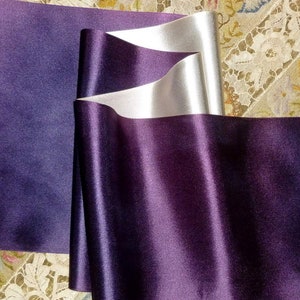 Royal Purple Violet & Silver Satin French Ribbon - Double Sided