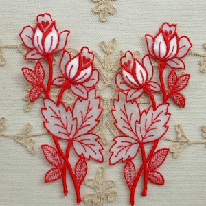 Swiss Red Cotton Embroidered Organza Trim