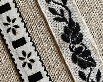 Antique Floral Trim Black and White