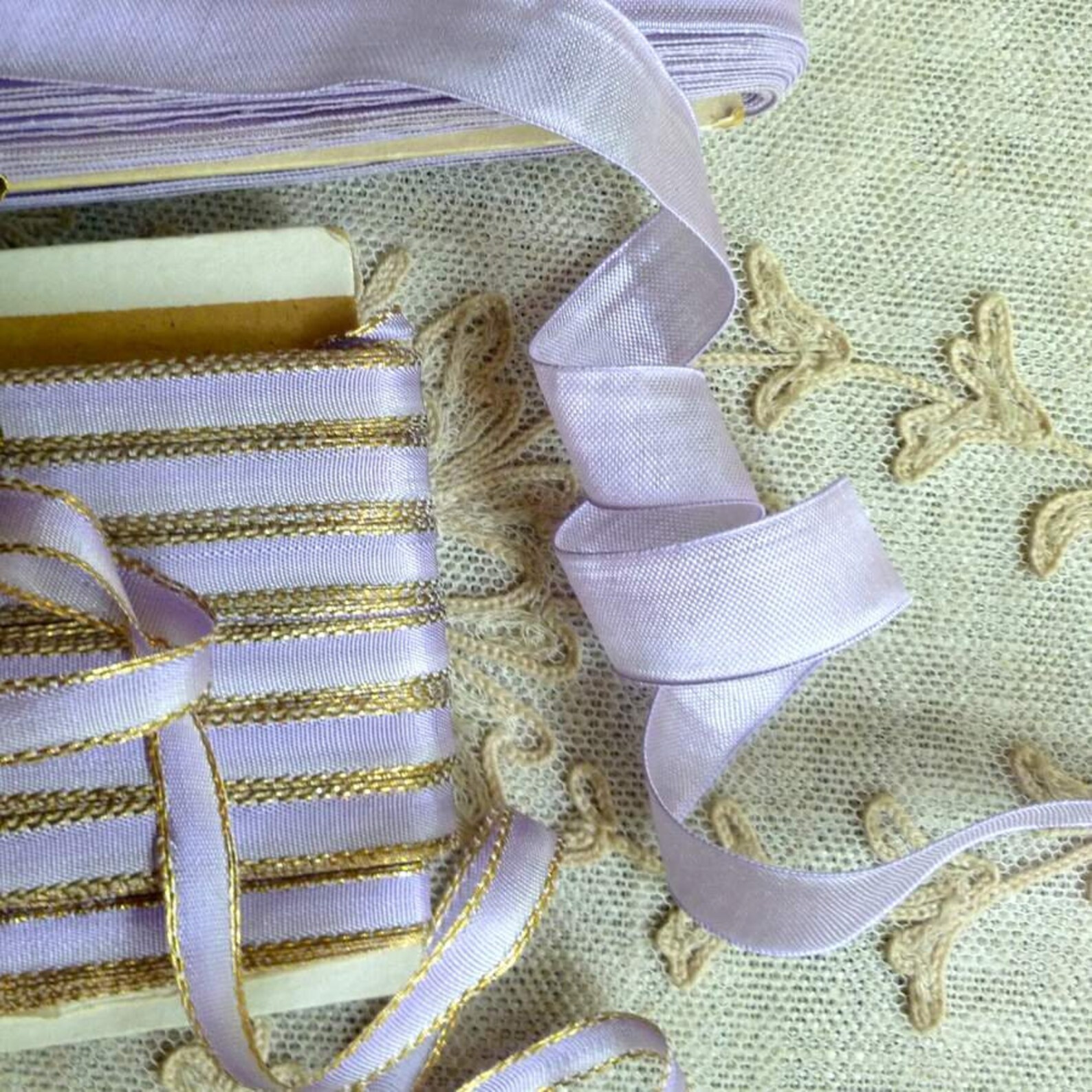 Tissue and Gold Metal Edged French Ribbon - Etsy