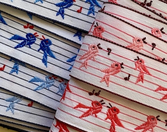 Vintage French Ribbon Singing Birds