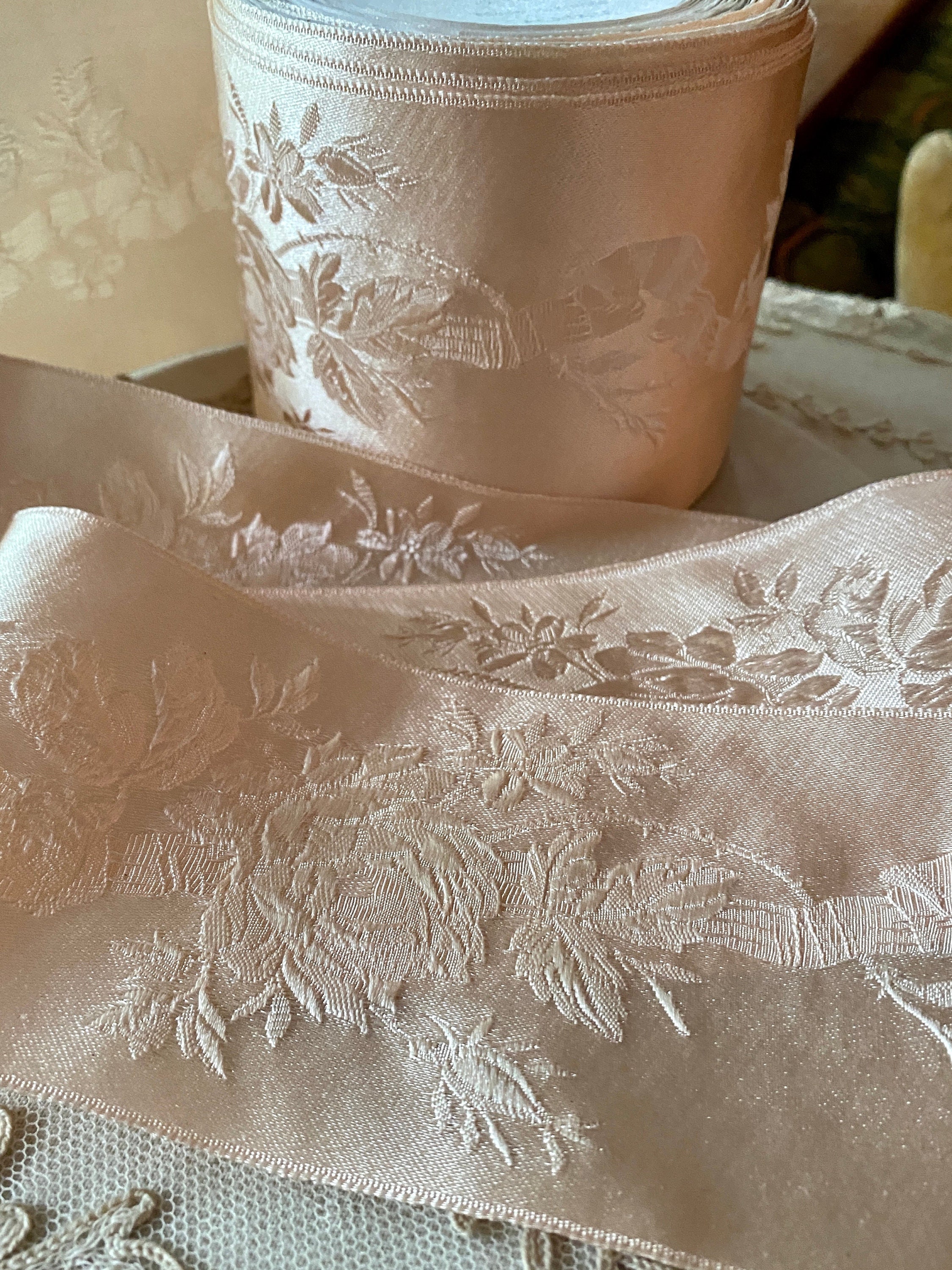 Satin Damask Woven Ribbons & Roses - Etsy