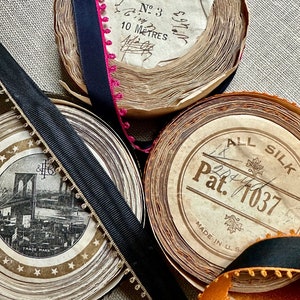 Antique French Ribbons Picot and Gold Metal Details